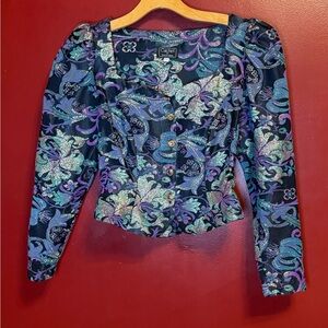 Vintage 1980s Cachet Purple Metallic Brocade Jacket‎ Women’s Small USA Made